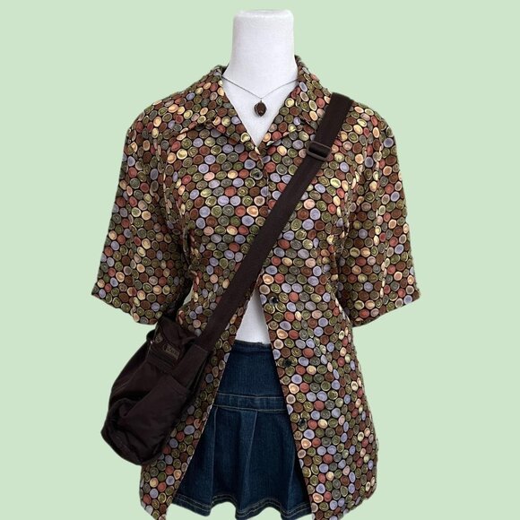 vintage 90s quirky downtown it girl button up - Picture 1 of 8